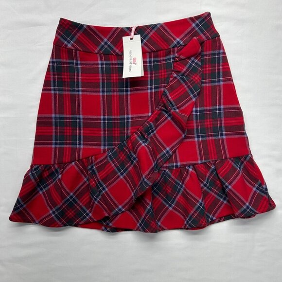 Vineyard Vines Dresses & Skirts - Vineyard Vines Nantucket Lurex Tartan Red Ruffle Skirt NWT Size 00